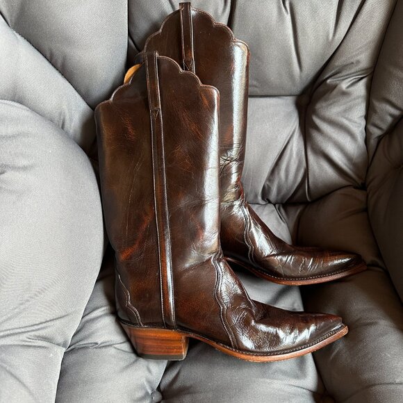 Lucchese Shoes - RARE VTG Lucchese Classics Buffalo Teak Buff Triad Cowboy Boots Womens 8 B